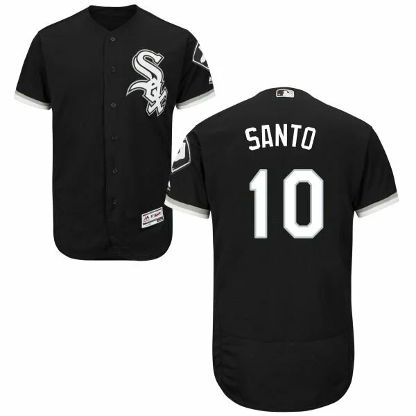 #10 Chicago White Sox Ron Santo Authentic Jersey: Black Men's Baseball Alternate Flexbase2140326