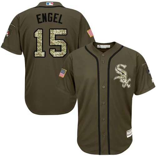 #15 Chicago White Sox Adam Engel Authentic Jersey: Green Youth Baseball Salute to Service3191716