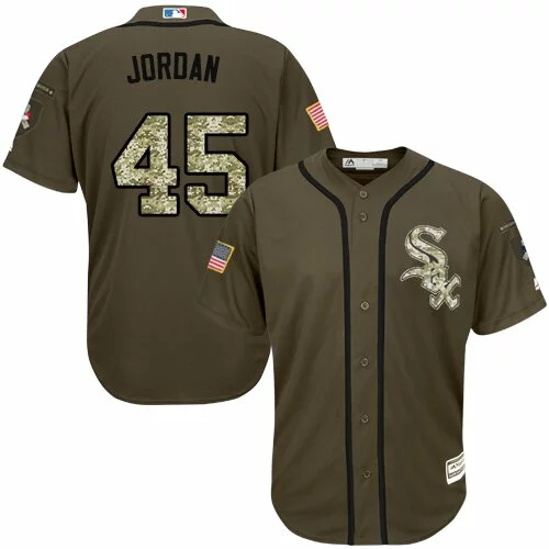#45 Chicago White Sox Michael Jordan Authentic Jersey: Green Men's Baseball Salute to Service3090326