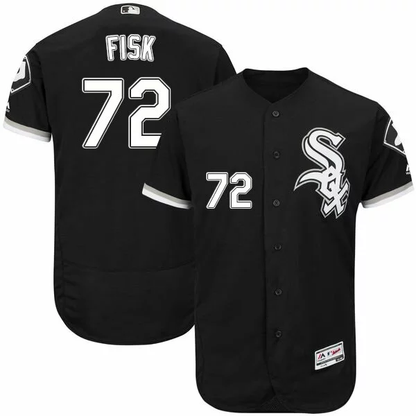 #72 Chicago White Sox Carlton Fisk Authentic Jersey: Black Men's Baseball Flexbase Collection5690326