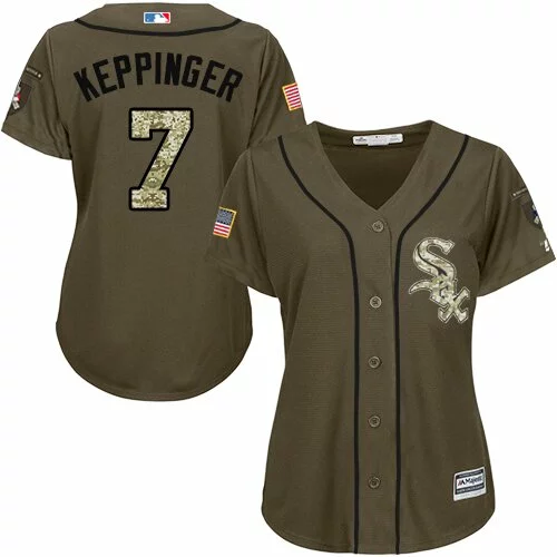 #7 Chicago White Sox Jeff Keppinger Authentic Jersey: Green Women's Baseball Salute to Service7230326