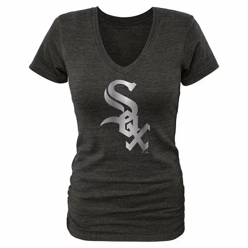 Baseball Chicago White Sox Fanatics Apparel Women's Platinum Collection V-Neck Tri-Blend T-Shirt - Grey